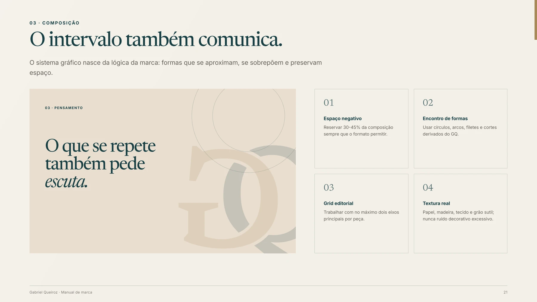 Página do manual com orientações de composição e aplicação editorial