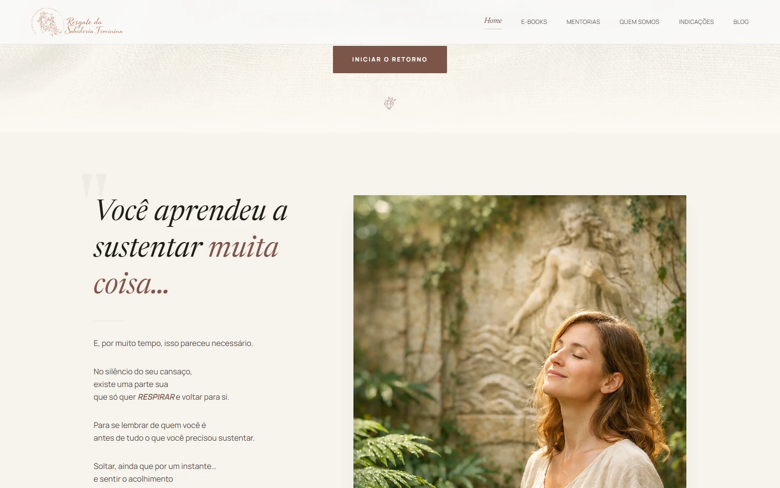 Trecho abaixo da abertura do site de Resgate da Sabedoria Feminina